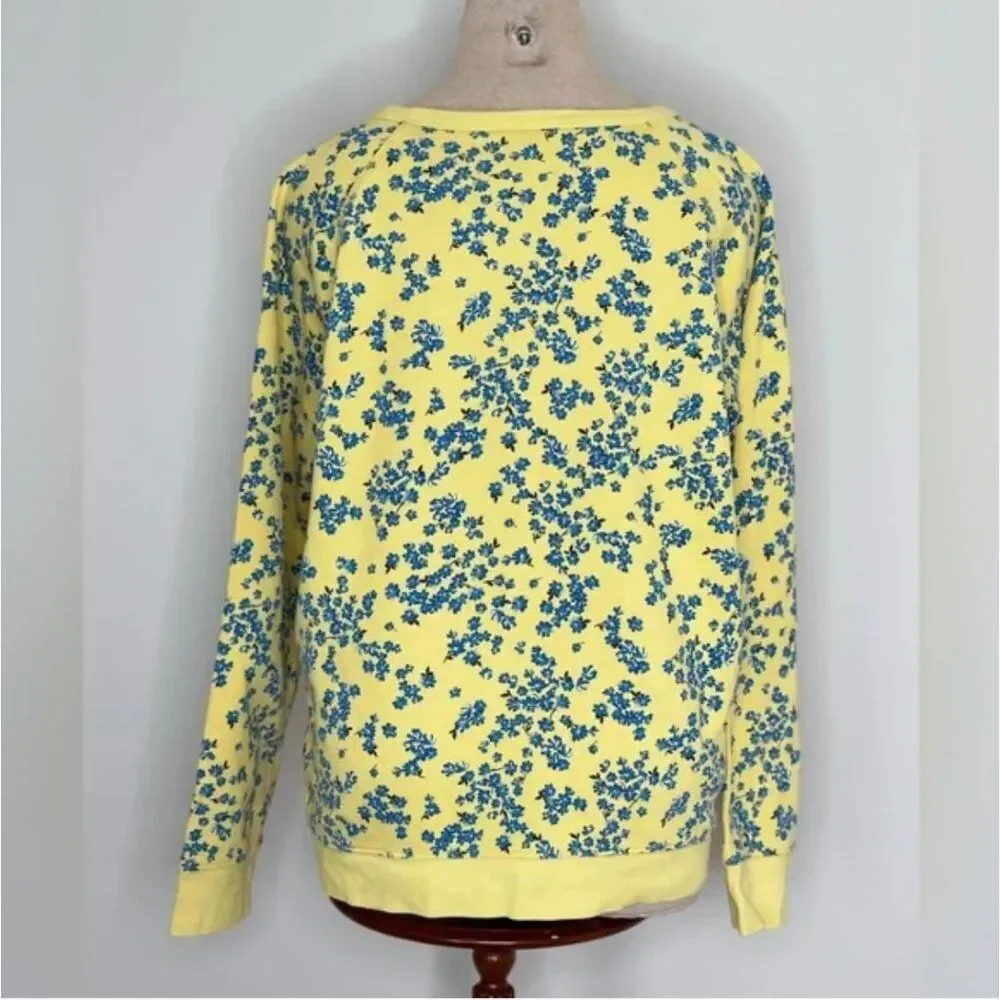 Draper James Natalie Sweatshirt in Cherry Blossom Yellow Blue Dainty Pullover XL